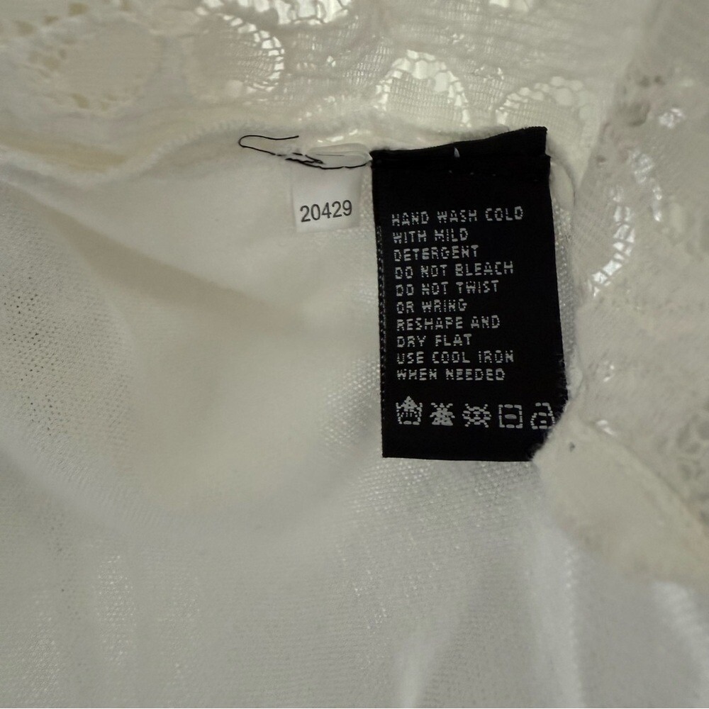 August Silk White Cotton Modal Floral Lace Button Cardigan Crewneck Size XL EUC - Picture 7 of 10